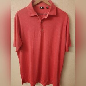 FJ FootJoy Red Embroidered Golf Polo Shirt Mens Large